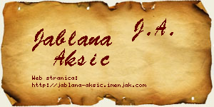 Jablana Aksić vizit kartica
